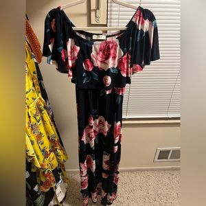 Blue Maternity Dress with Flowers Size small